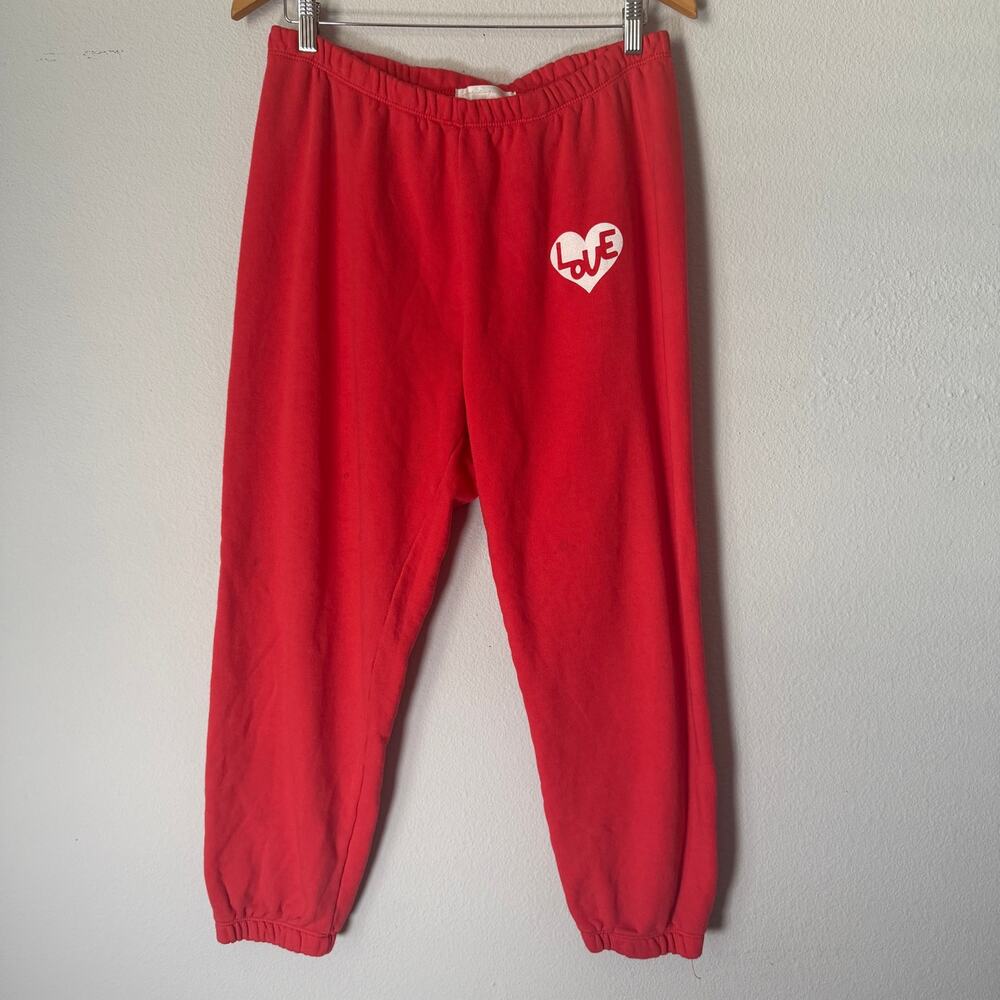 Spiritual Gangster Love Heart Red Sweatpants Joggers XL Cotton Modal